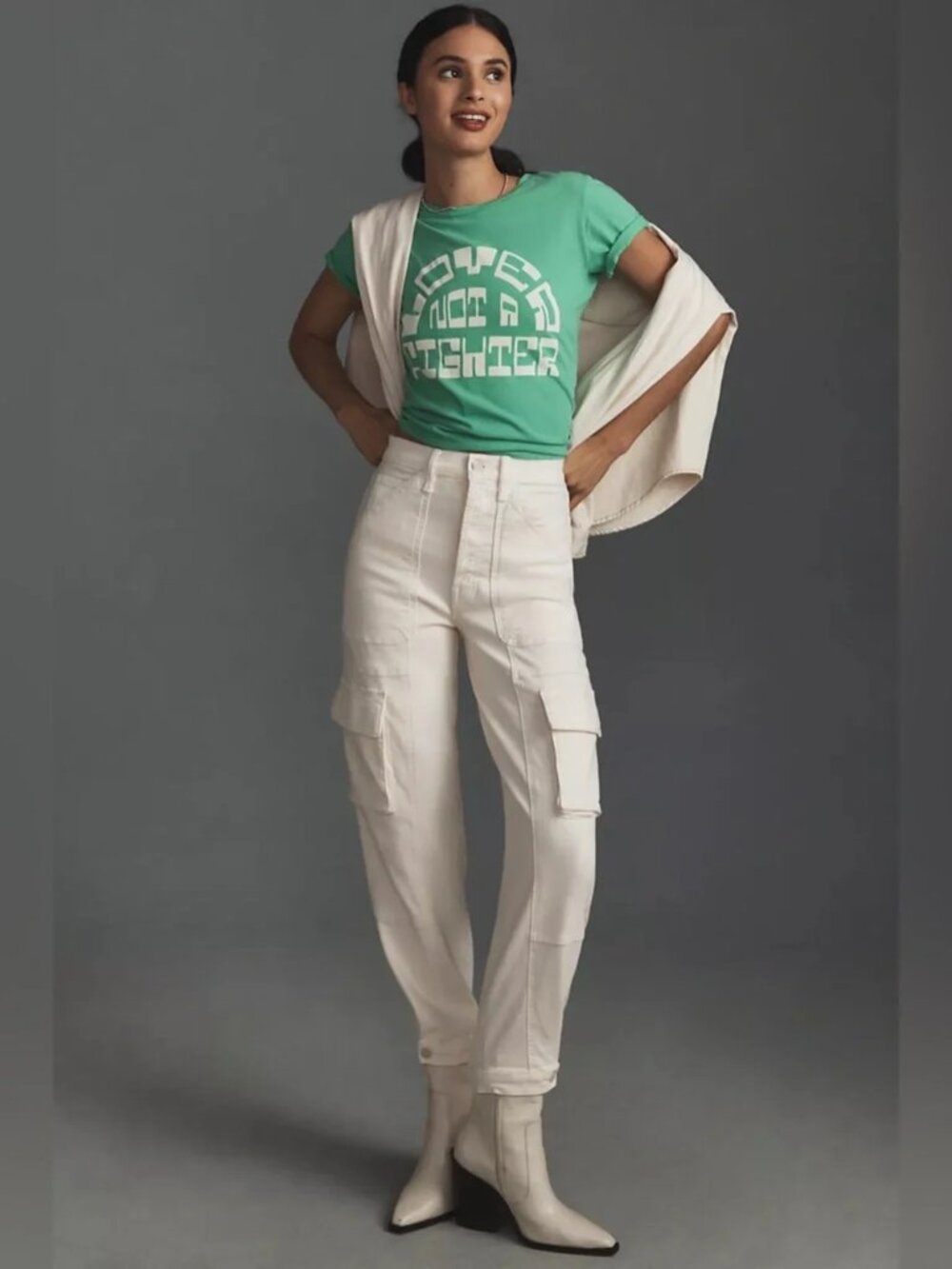 Mother The Lil Goodie Goodie Tee in Lover Not Fighter Size Medium